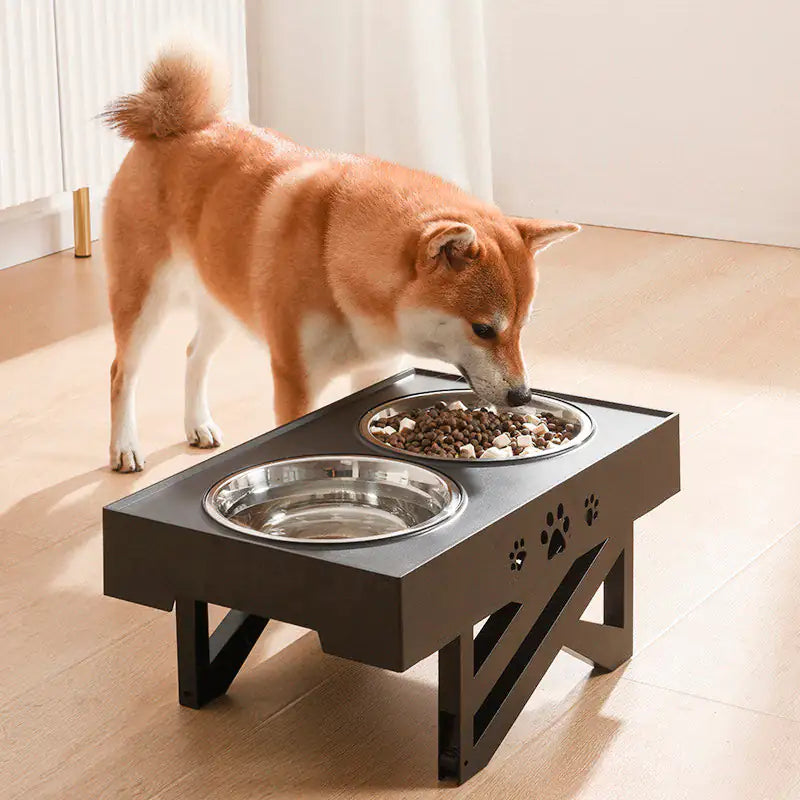 Adjustable Height Double-Bowl Pet Support Table - Onemart