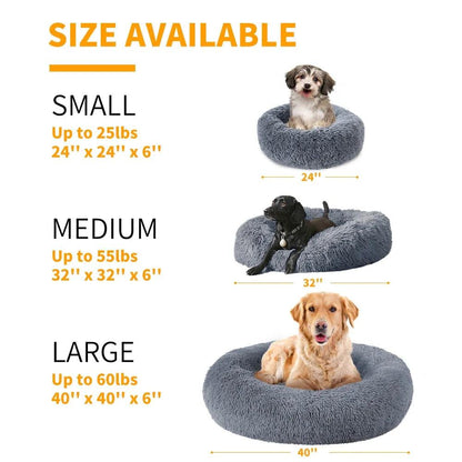 Round Long Plush Dog Beds for Large Dogs - Onemart