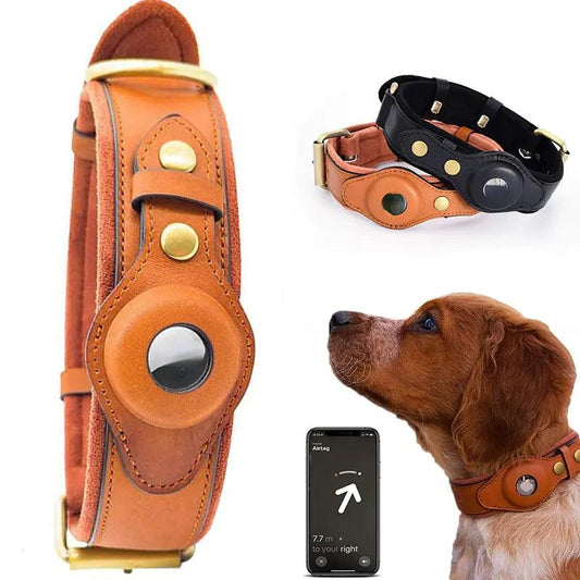 Leather Anti-Lost Dog Collar - Onemart