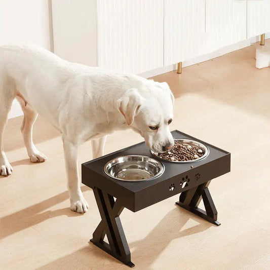 Adjustable Height Double-Bowl Pet Support Table - Onemart