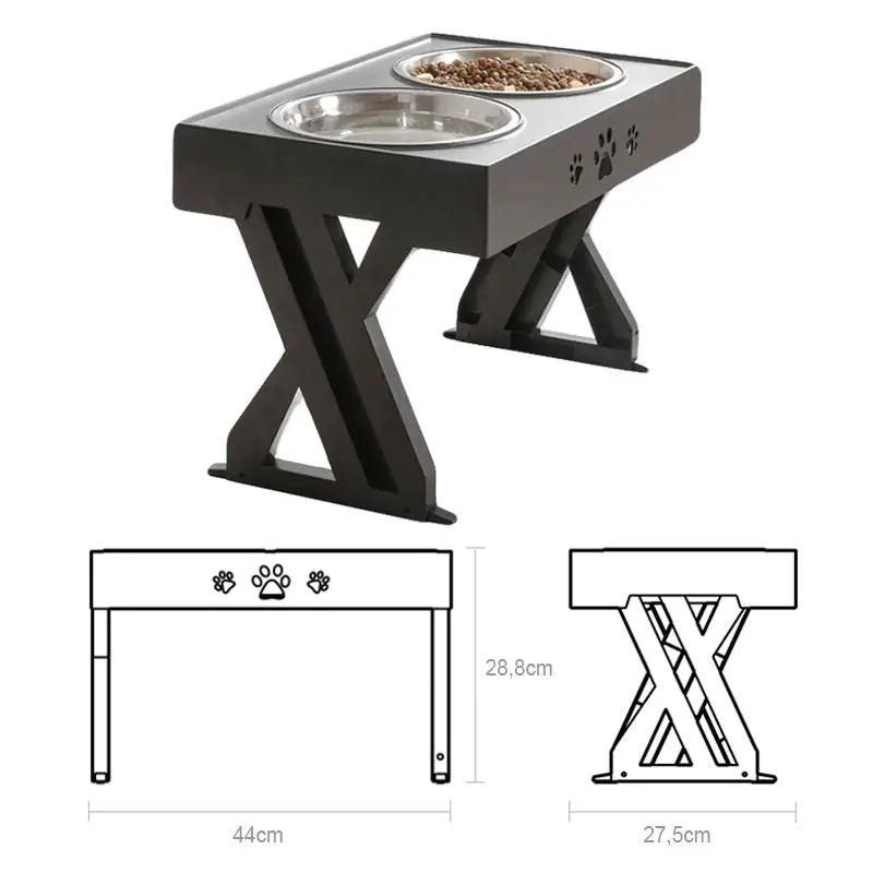 Adjustable Height Double-Bowl Pet Support Table - Onemart