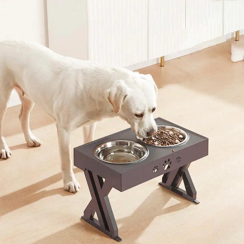 Adjustable Height Double-Bowl Pet Support Table - Onemart