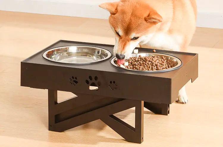 Adjustable Height Double-Bowl Pet Support Table - Onemart