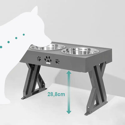 Adjustable Height Double-Bowl Pet Support Table - Onemart