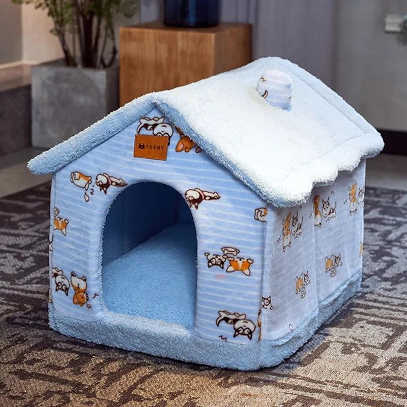 Foldable Winter Warm Dog House Kennel Bed Mat for Small to Medium Pets - Onemart