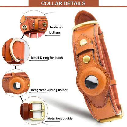 Leather Anti-Lost Dog Collar - Onemart