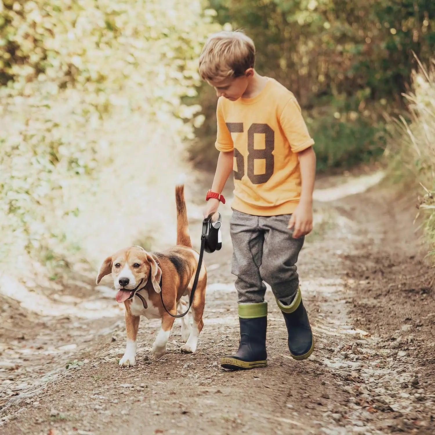 Retractable Dog Leash with Dispenser and Poop Bags - Onemart