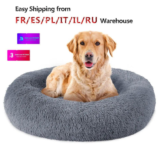 Round Long Plush Dog Beds for Large Dogs - Onemart