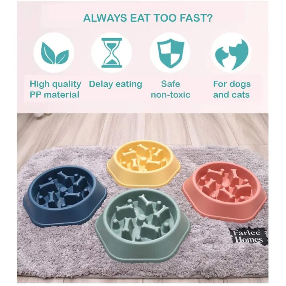 Slow Feeder Bone Design Pet Bowl - Onemart